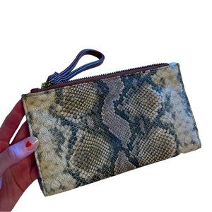 Brown Snakeskin Vegan Leather Wallet Wristlet NWOT
